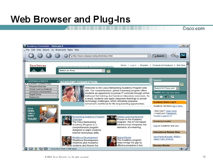 Web Browser and Plug-Ins © 2004, Cisco Systems, Inc. All rights reserved. 13 