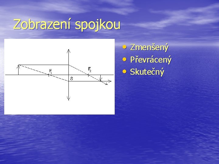 Zobrazení spojkou • Zmenšený • Převrácený • Skutečný 