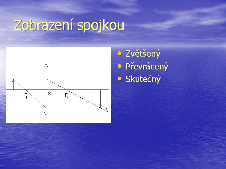 Zobrazení spojkou • Zvětšený • Převrácený • Skutečný 
