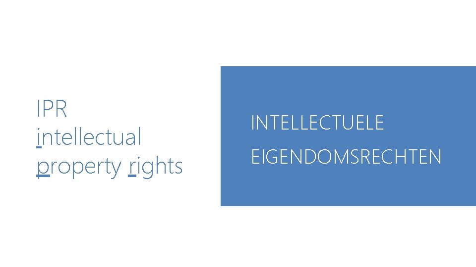 IPR intellectual property rights INTELLECTUELE EIGENDOMSRECHTEN 