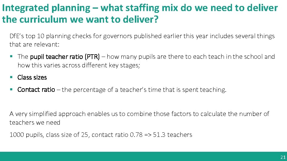 Integrated planning – what staffing mix do we need to deliver the curriculum we