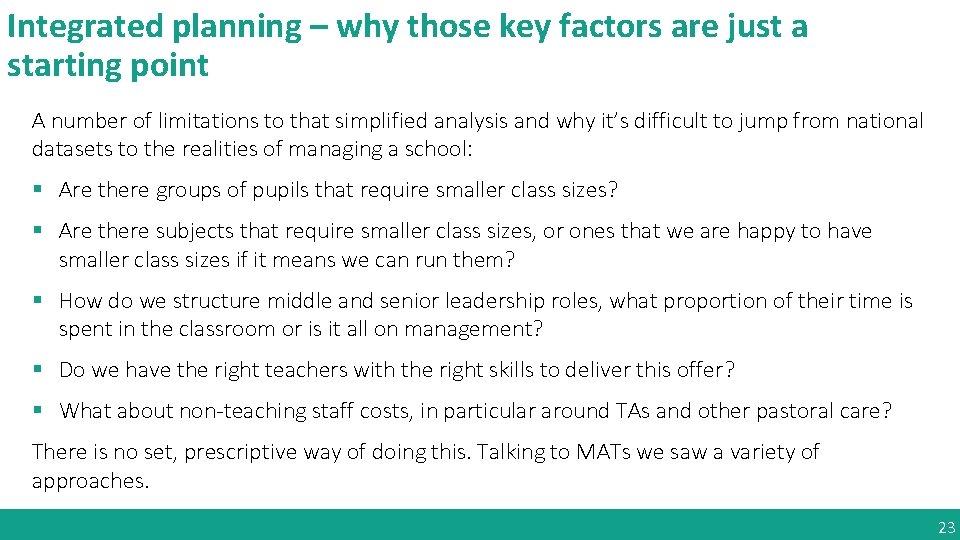 Integrated planning – why those key factors are just a starting point A number