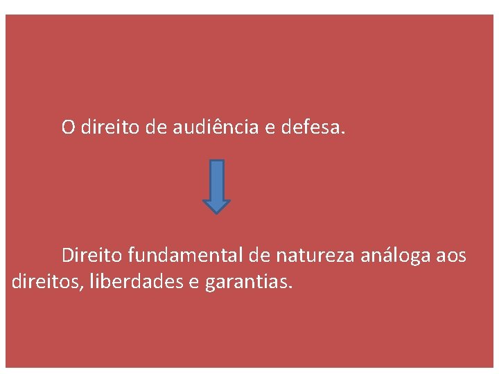 O direito de audiência e defesa. Direito fundamental de natureza análoga aos direitos, liberdades