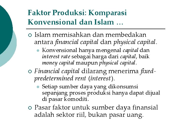 Teori Produksi Dalam Sistem Ekonomi Islam Wiwik Hasbiyah