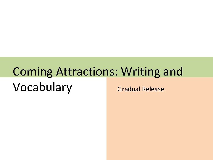 Coming Attractions: Writing and Gradual Release Vocabulary 