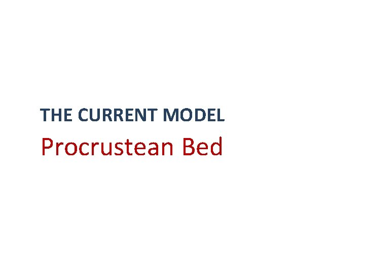 THE CURRENT MODEL Procrustean Bed 