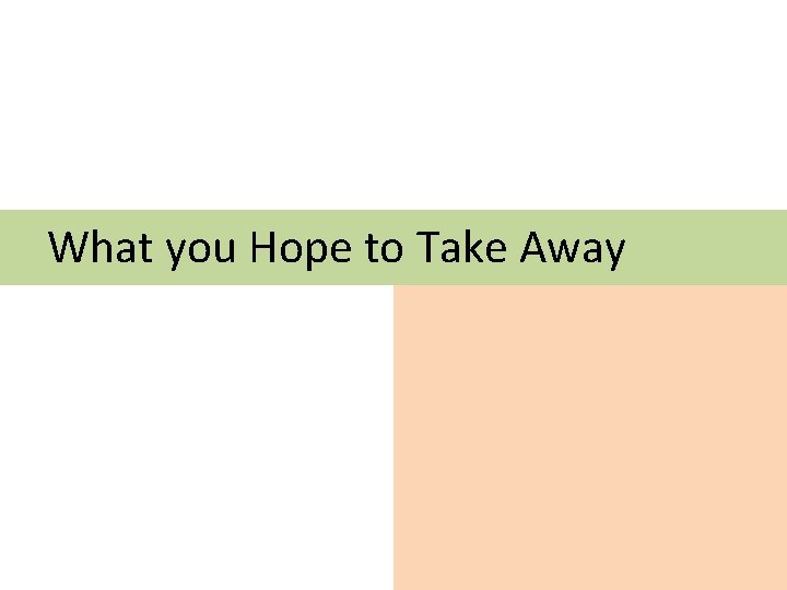 What you Hope to Take Away 