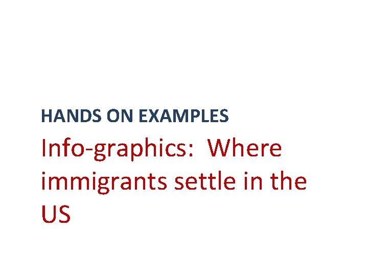 HANDS ON EXAMPLES Info-graphics: Where immigrants settle in the US 