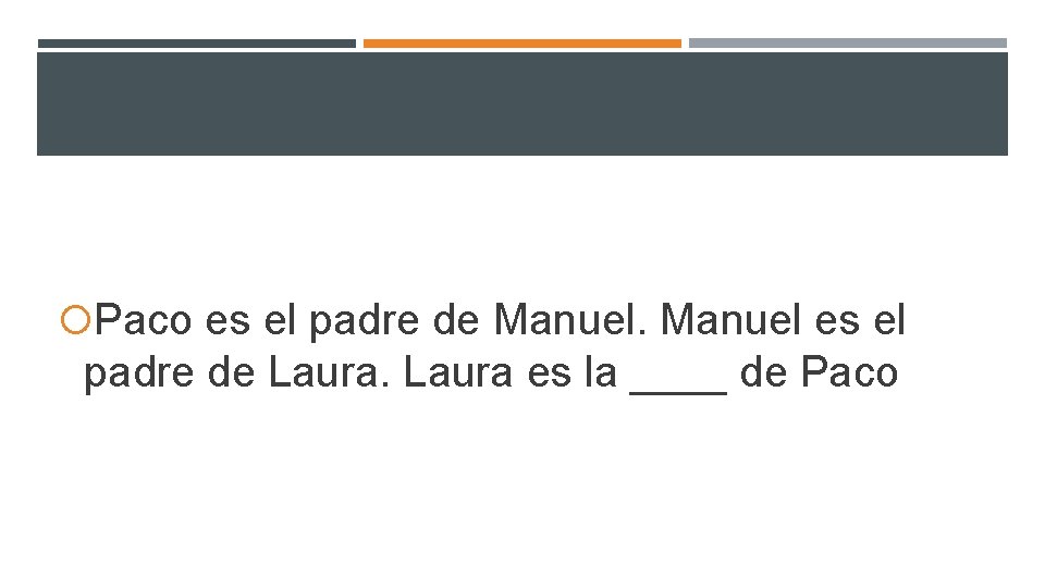 Paco es el padre de Manuel es el padre de Laura es la Paco es el padre de Manuel es el padre de Laura es la