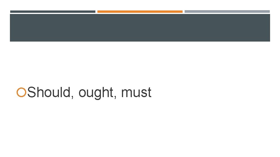 Should, ought, must Should, ought, must