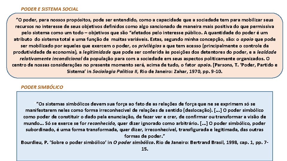 PODER E SISTEMA SOCIAL ”O poder, para nossos propósitos, pode ser entendido, como a