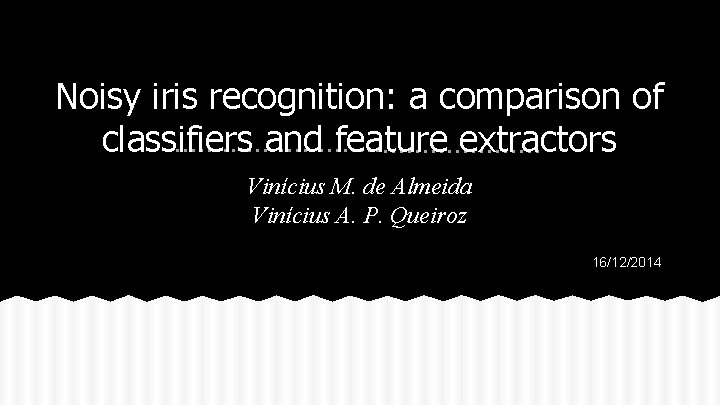 Noisy iris recognition: a comparison of classifiers and feature extractors Vinícius M. de Almeida