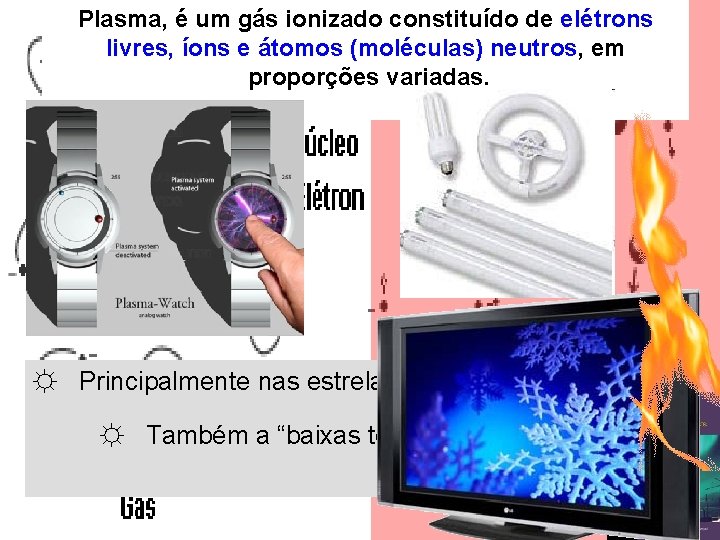 Plasma, é um gás ionizado constituído de elétrons livres, íons e átomos (moléculas) neutros,