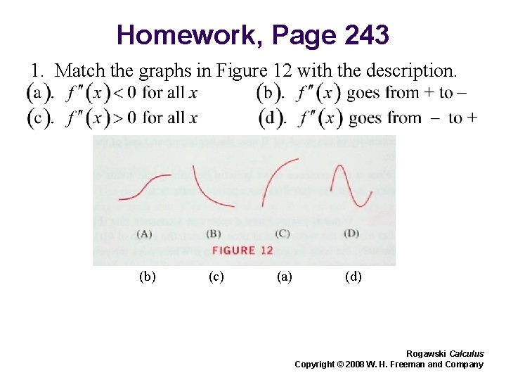 Homework, Page 243 1. Match the graphs in Figure 12 with the description. (b)