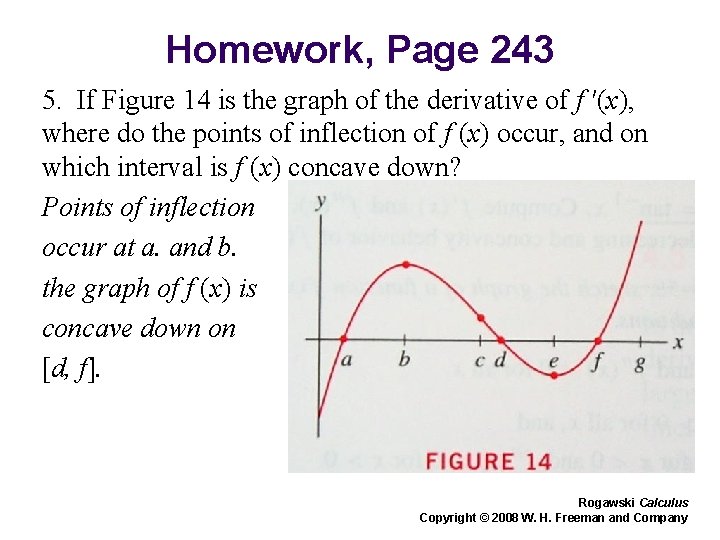 Homework, Page 243 5. If Figure 14 is the graph of the derivative of