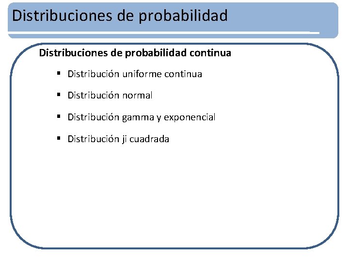 Distribuciones de probabilidad continua § Distribución uniforme continua § Distribución normal § Distribución gamma