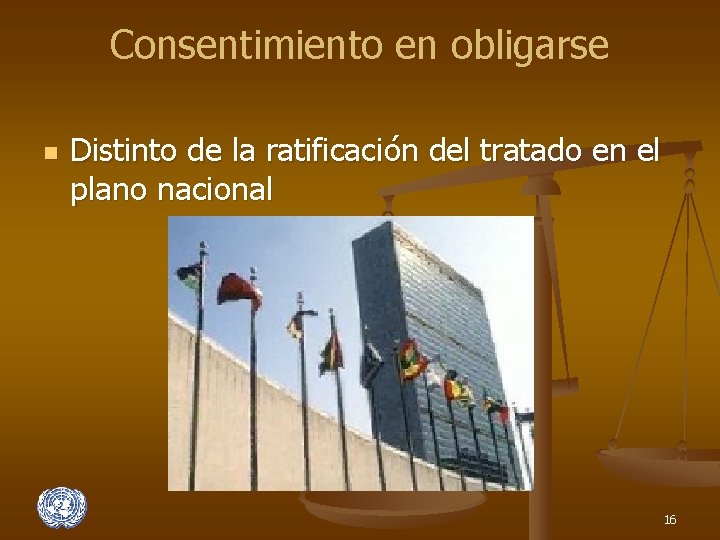 Consentimiento en obligarse n Distinto de la ratificación del tratado en el plano nacional