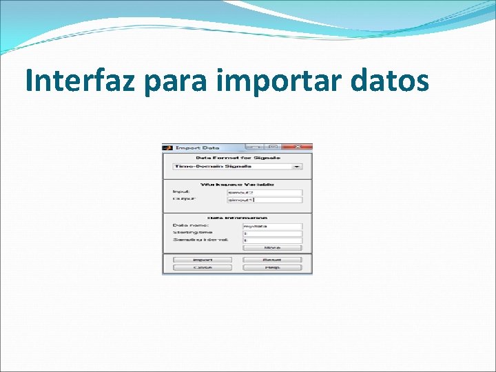 Interfaz para importar datos 