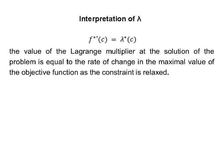 Interpretation of λ • 