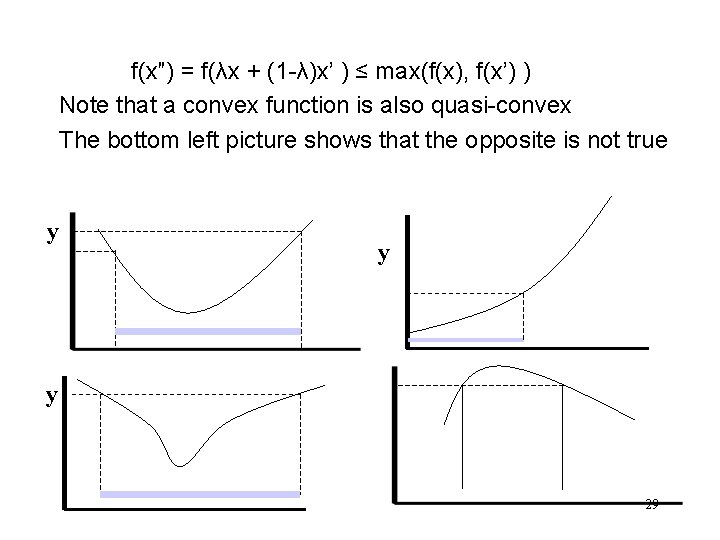 f(x″) = f(λx + (1 -λ)x’ ) ≤ max(f(x), f(x’) ) Note that a