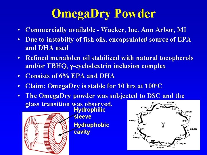 Omega. Dry Powder • Commercially available - Wacker, Inc. Ann Arbor, MI • Due