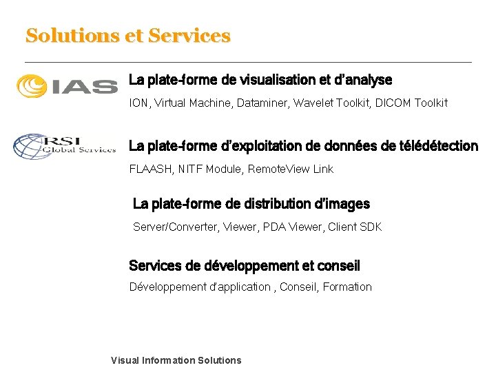 Solutions et Services La plate-forme de visualisation et d’analyse ION, Virtual Machine, Dataminer, Wavelet