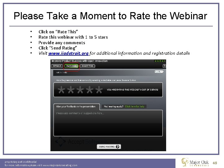 Please Take a Moment to Rate the Webinar • • • Click on “Rate