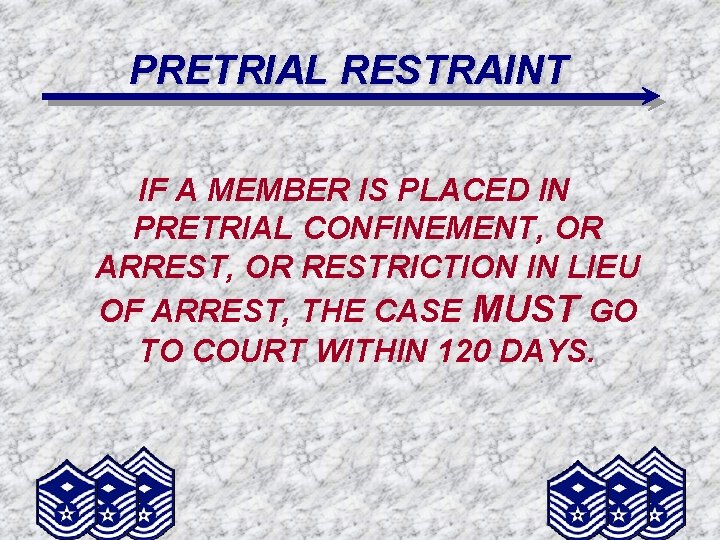 PRETRIAL RESTRAINT IF A MEMBER IS PLACED IN PRETRIAL CONFINEMENT, OR ARREST, OR RESTRICTION