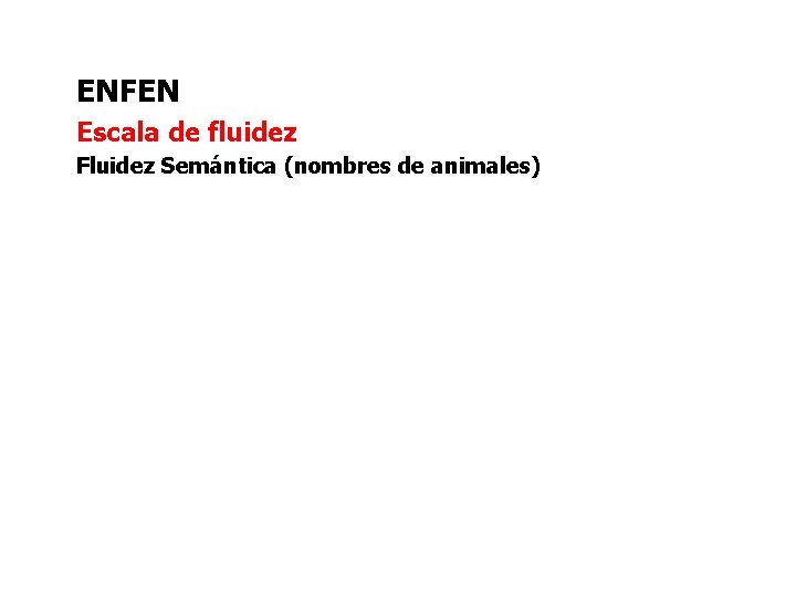 ENFEN Escala de fluidez Fluidez Semántica (nombres de animales) ENFEN Escala de fluidez Fluidez Semántica (nombres de animales)
