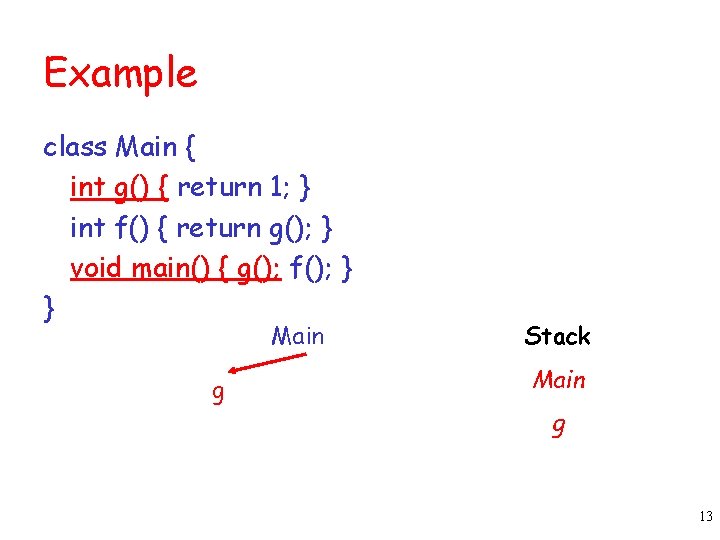 Example class Main { int g() { return 1; } int f() { return Example class Main { int g() { return 1; } int f() { return