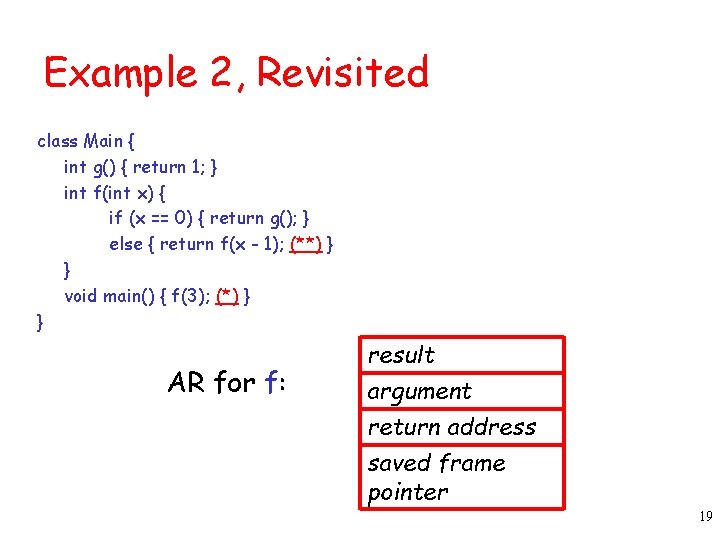 Example 2, Revisited class Main { int g() { return 1; } int f(int Example 2, Revisited class Main { int g() { return 1; } int f(int