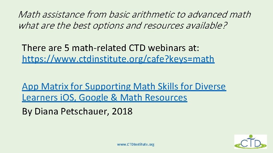 Math assistance from basic arithmetic to advanced math what are the best options and