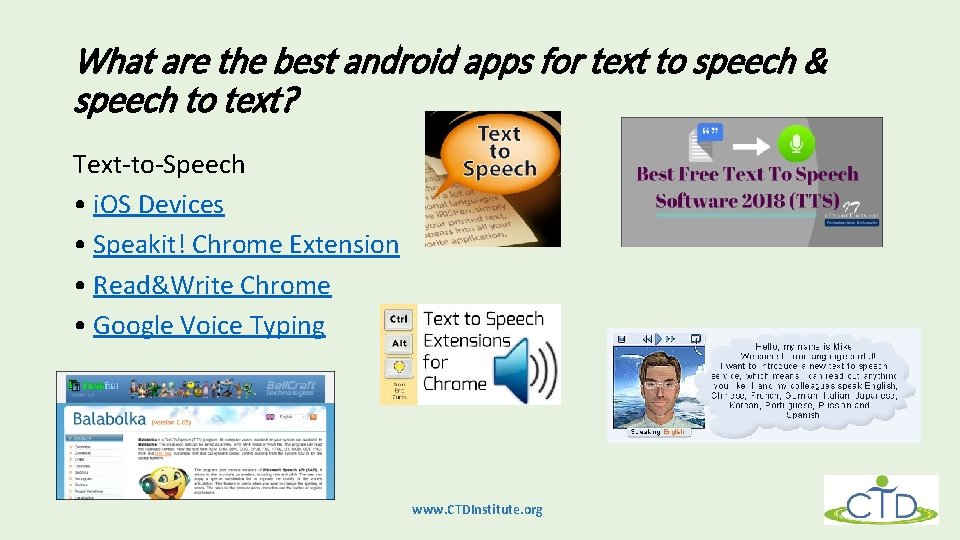 What are the best android apps for text to speech & speech to text?