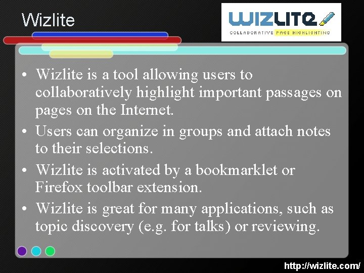 Wizlite • Wizlite is a tool allowing users to collaboratively highlight important passages on