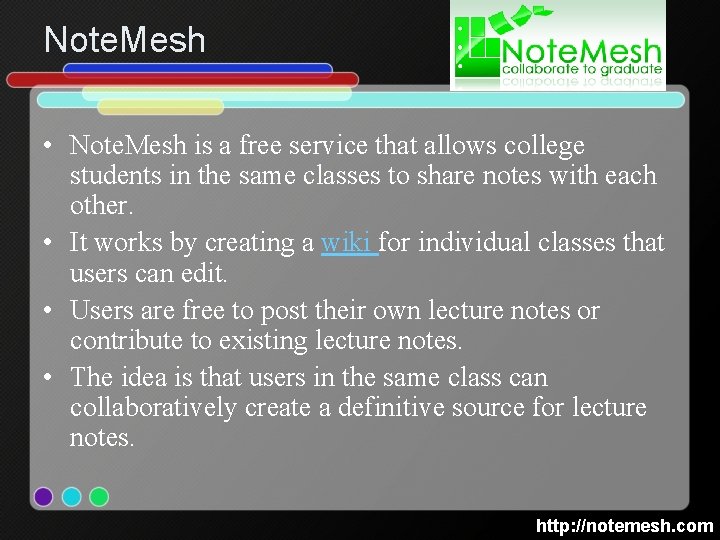 Note. Mesh • Note. Mesh is a free service that allows college students in