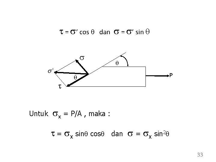 t = s’ cos dan s t Untuk s = s’ sin P sx t = s’ cos dan s t Untuk s = s’ sin P sx