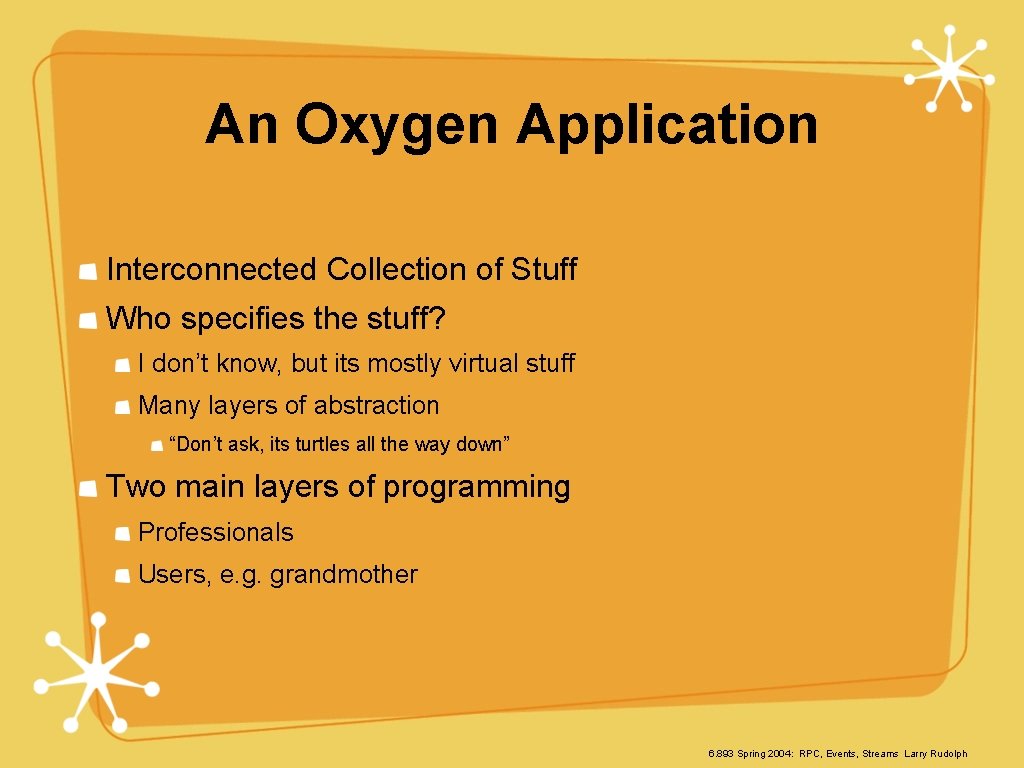 An Oxygen Application Interconnected Collection of Stuff Who specifies the stuff? I don’t know,
