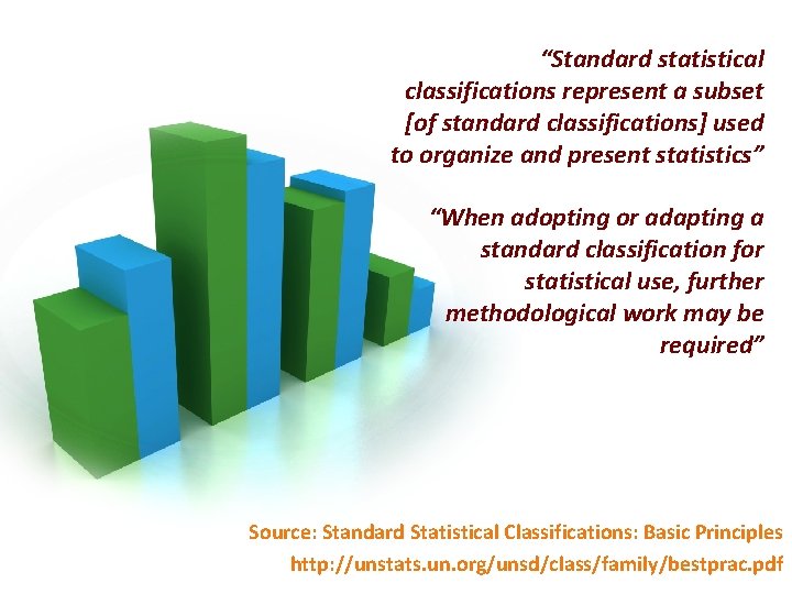 “Standard statistical classifications represent a subset [of standard classifications] used to organize and present