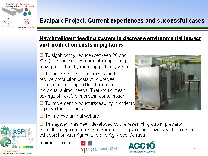 Evalparc Project. Current experiences and successful cases New intelligent feeding system to decrease environmental