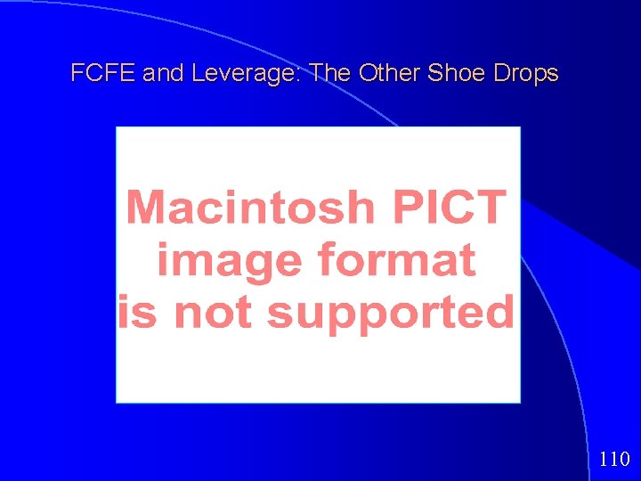 FCFE and Leverage: The Other Shoe Drops 110 