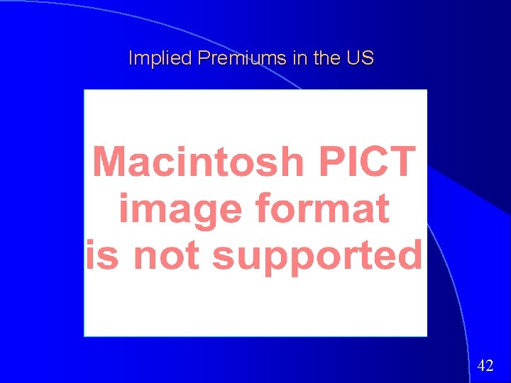 Implied Premiums in the US 42 