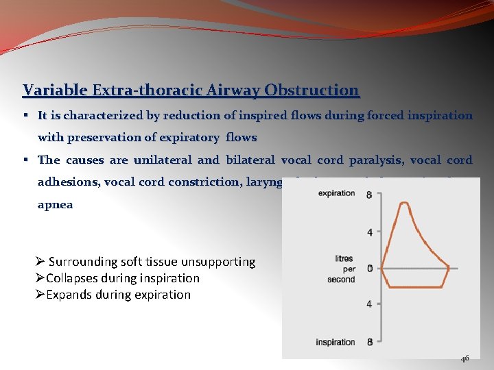 Variable Extra-thoracic Airway Obstruction § It is characterized by reduction of inspired flows during