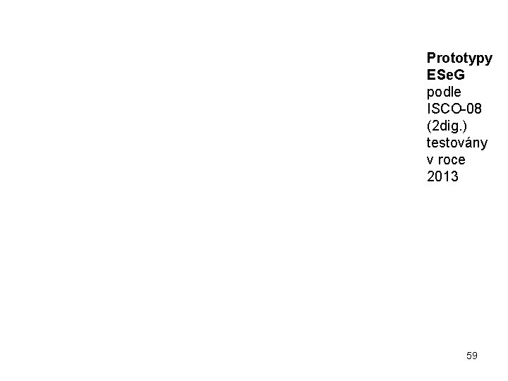 Prototypy ESe. G podle ISCO-08 (2 dig. ) testovány v roce 2013 59 