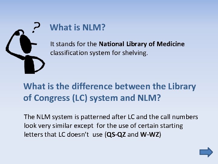 What is NLM? It stands for the National Library of Medicine classification system for