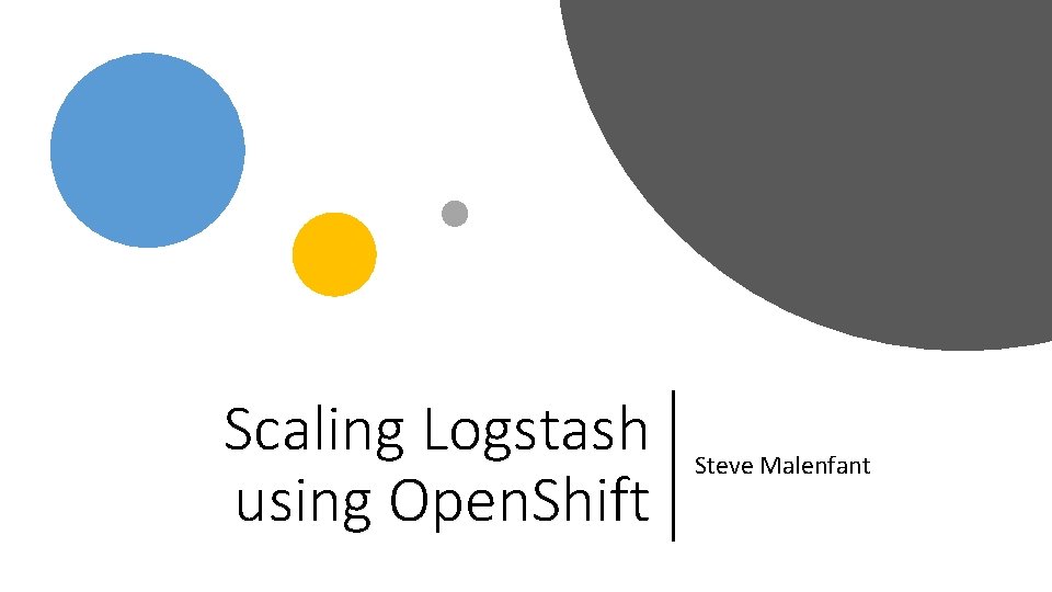 Scaling Logstash using Open. Shift Steve Malenfant 