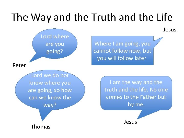The Way and the Truth and the Life Lord where are you going? Peter