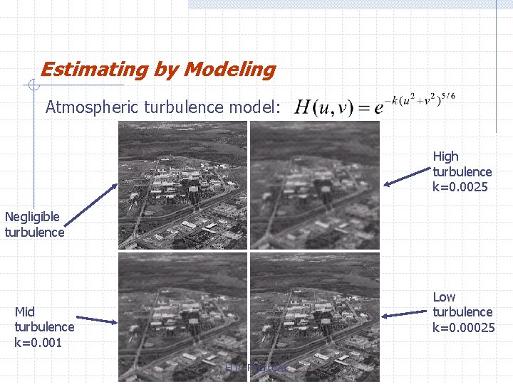 Estimating by Modeling Atmospheric turbulence model: High turbulence k=0. 0025 Negligible turbulence Low turbulence