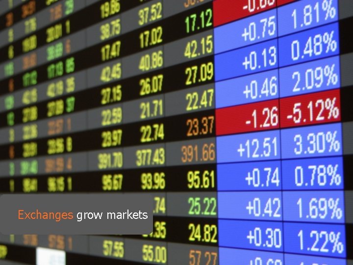 Exchanges grow markets 