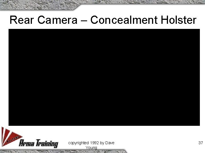 Rear Camera – Concealment Holster copyrighted 1992 by Dave Young 37 
