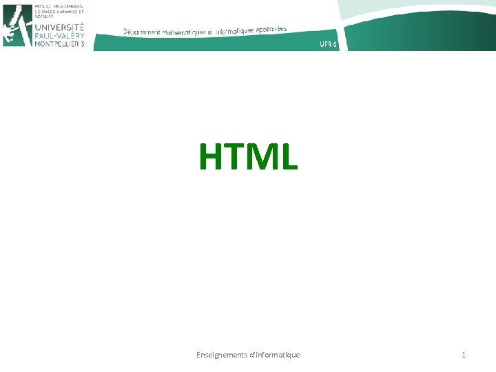 HTML Enseignements d’informatique 1 